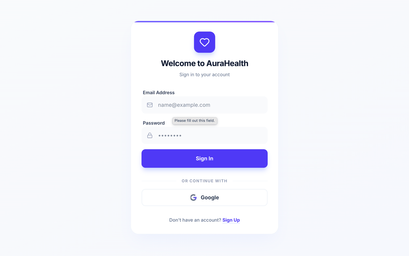 Aura Health — Healthcare AI Platform dashboard